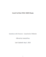 CFA 1 级 2025 分析师备考题库（问题 + 答案）