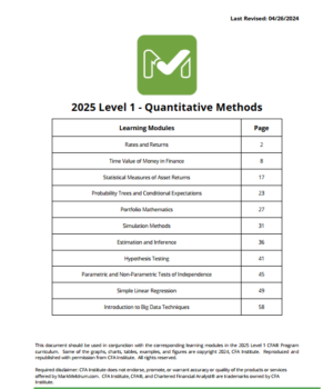 CFA Level 1 2025 Mark Meldrum Noter + Formelark + Seminarer + Forudsætninger