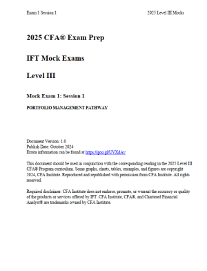 CFA 2025 레벨 3 모의고사 포트폴리오 관리 경로