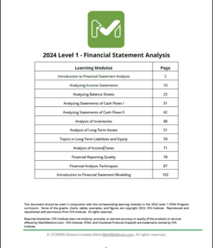 2024 CFA Livello 1 Mark Meldrum Appunti con foglio formula