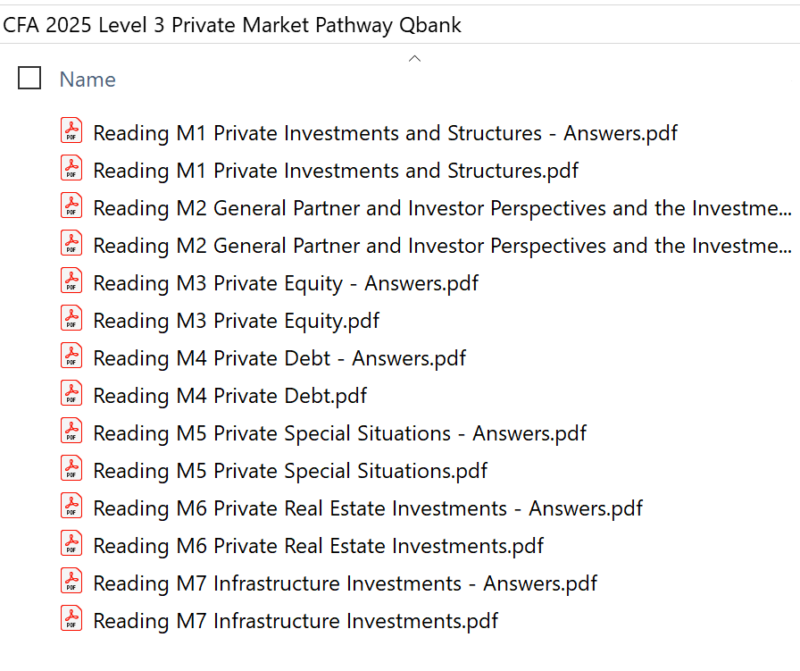 CFA 2025 Schweser 題庫 Level 3 Private Market Pathway