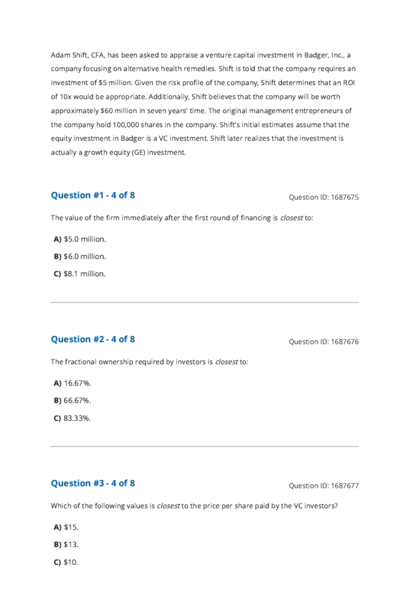 CFA 2025 Schweser 題庫 Level 3 Private Market Pathway