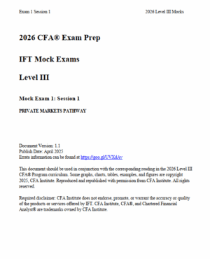 2026 CFA Level 3 IFT 模擬考試：私人市場路徑