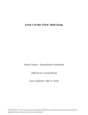 CFA 2026 Level 1 AnalystPrep Study Notes with Formula Sheet