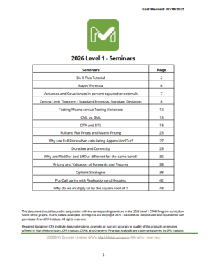 CFA 2026 Niveau 1 Mark Meldrum Notities, Voorwaarden, Seminars, Formuleblad