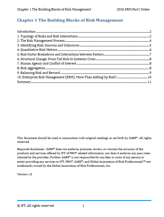FRM 2026 IFT Study Notes Part 1