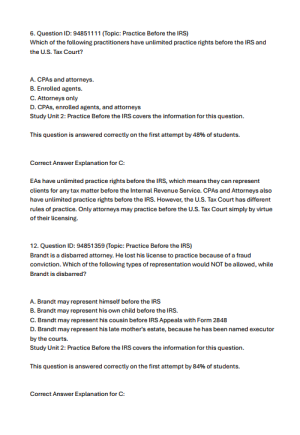 Enrolled Agent Part 3 Test Bank