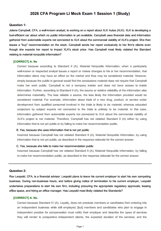 cfai mocks level 1 2026 2026 CFA Institute Level 1 Premium Mocks (Digital version)