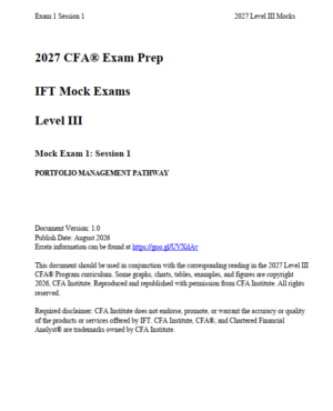 2027 CFA Level 3 IFT Mock Exams Portfolio Management Pathway