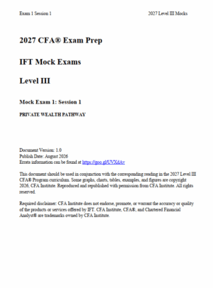 2027 CFA Level 3 IFT Mock Exams Private Wealth Pathway